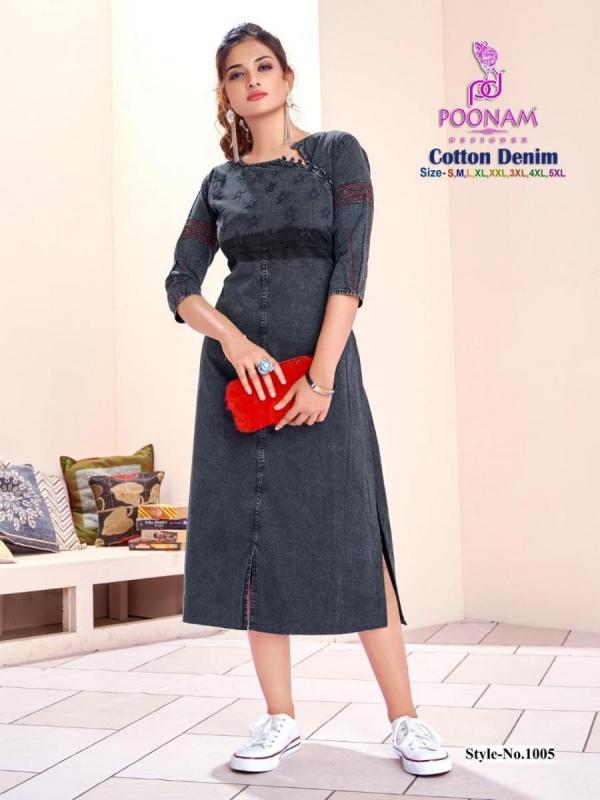 Poonam Cotton Denim Designer Kurtis Collection